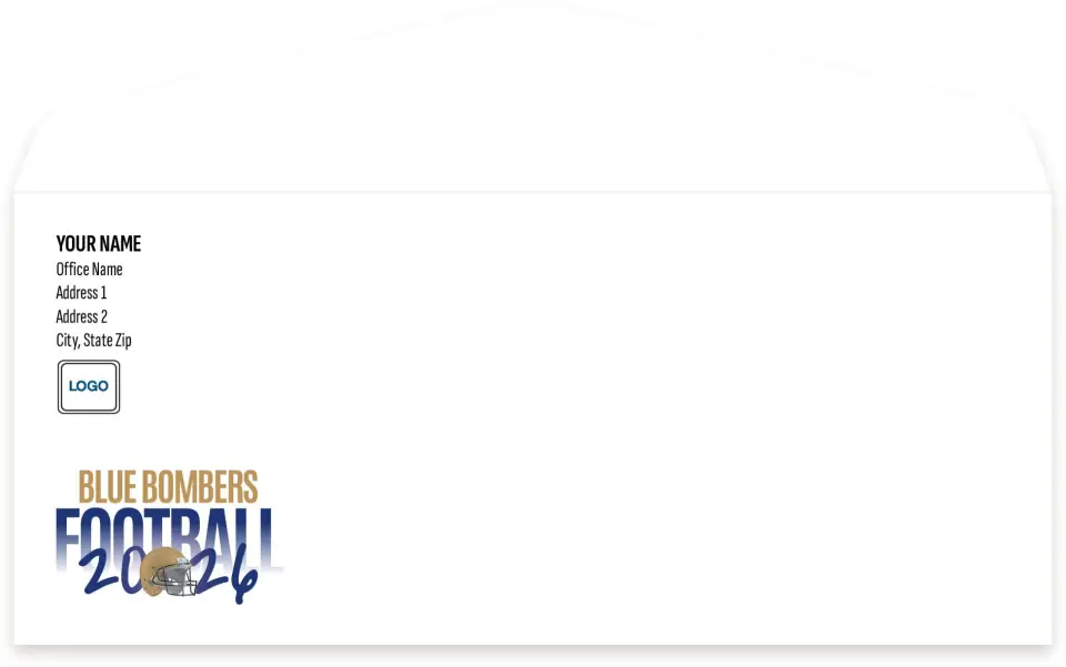 This is a 4.125 x 9.5 Envelopes with Return Address Printing called Winnipeg Blue Bombers printed in full color