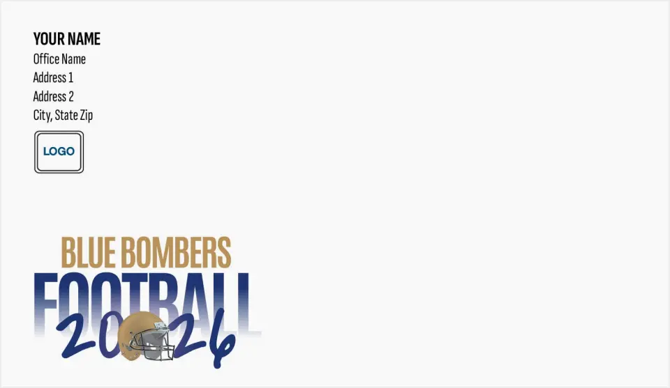 This is a 4.5 x 7.75 Envelope Mailer called Winnipeg Blue Bombers printed in full color