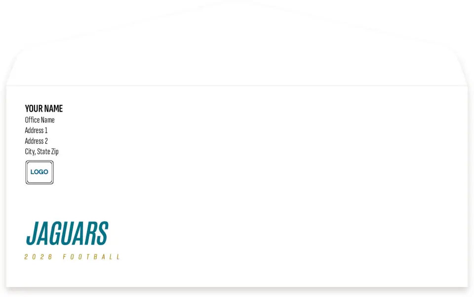 This is a 4.125 x 9.5 Envelope Mailer called Jacksonville Jaguars printed in full color