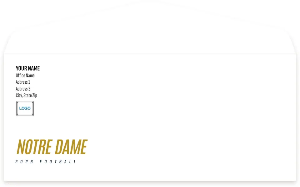 This is a 4.125 x 9.5 Envelope Mailer called Notre Dame Fighting Irish printed in full color