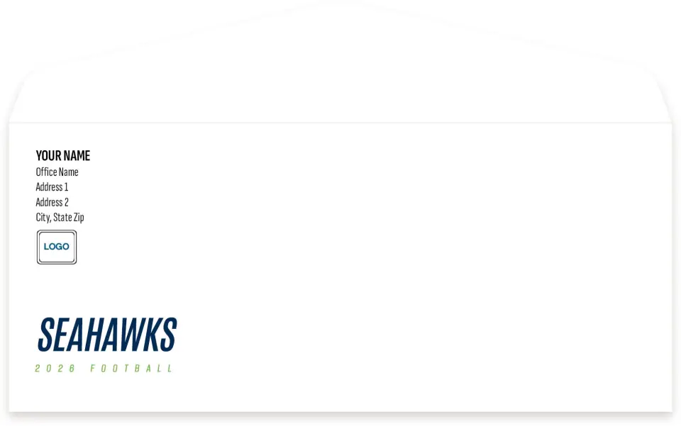 This is a 4.125 x 9.5 Envelope Mailer called Seattle Seahawks printed in full color