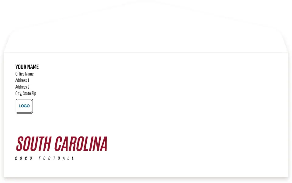 This is a 4.125 x 9.5 Envelope Mailer called South Carolina Gamecocks printed in full color