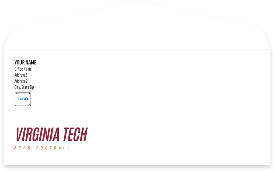 This is a 4.125 x 9.5 Envelope Mailer called Virginia Tech Hokies printed in full color