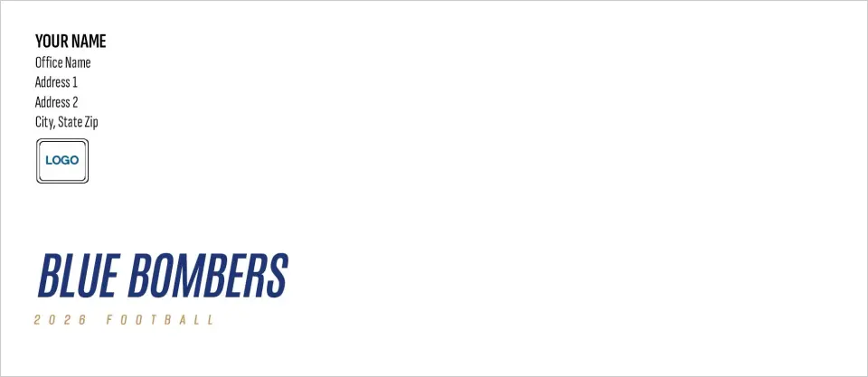 This is a 4.125" x 9½" Envelope Mailer called Winnipeg Blue Bombers printed in full color