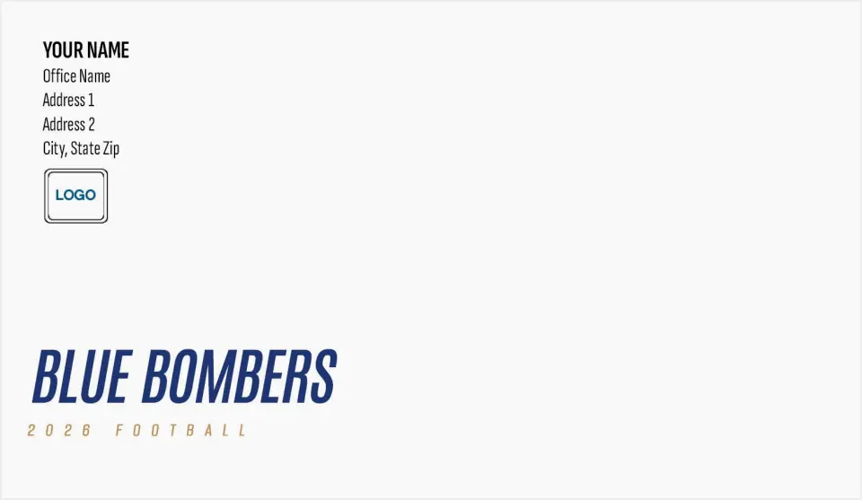 This is a 4.5 x 7.75 Envelope Mailer called Winnipeg Blue Bombers printed in full color