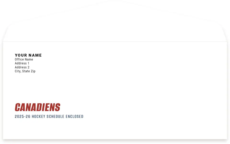 This is a 4.125" x 9½" Envelope Mailer called Montreal Canadiens printed in full color