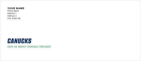 This is a 4.125 x 9.5 Envelope Mailer called Vancouver Canucks printed in full color