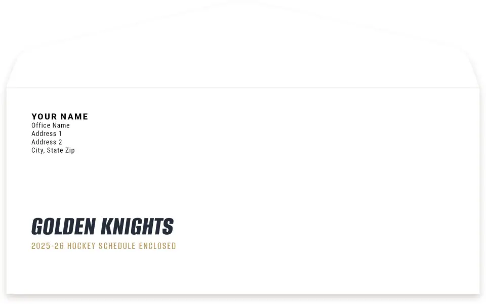This is a 4.125" x 9½" Envelope Mailer called Vegas Golden Knights printed in full color