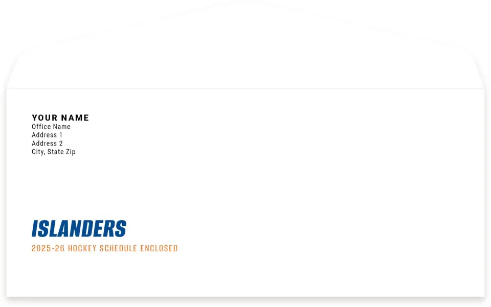 This is a 4.125 x 9.5 Envelope Mailer called New York Islanders printed in full color