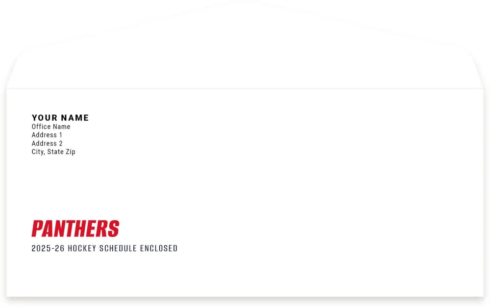 This is a 4.125" x 9½" Envelope Mailer called Florida Panthers printed in full color