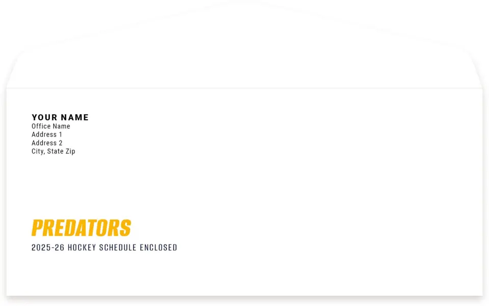 This is a 4.125" x 9½" Envelope Mailer called Nashville Predators printed in full color