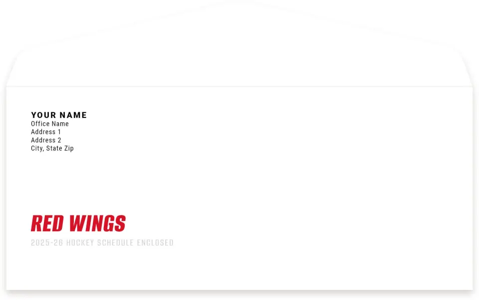 This is a 4.125" x 9½" Envelope Mailer called Detroit Red Wings printed in full color