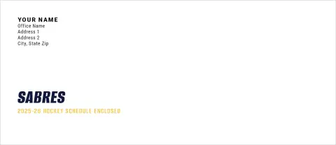 This is a 4.125 x 9.5 Envelope Mailer called Buffalo Sabres printed in full color