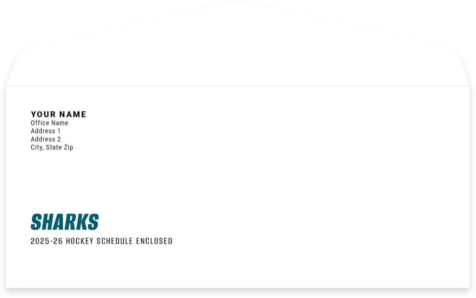 This is a 4.125" x 9½" Envelope Mailer called San Jose Sharks printed in full color