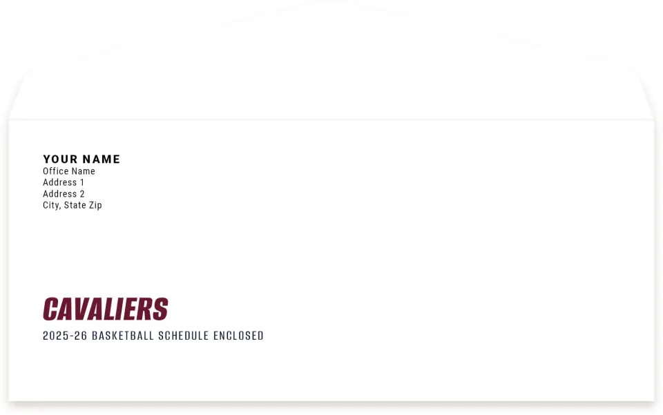 This is a 4.125 x 9.5 Envelope Mailer called Cleveland Cavaliers printed in full color
