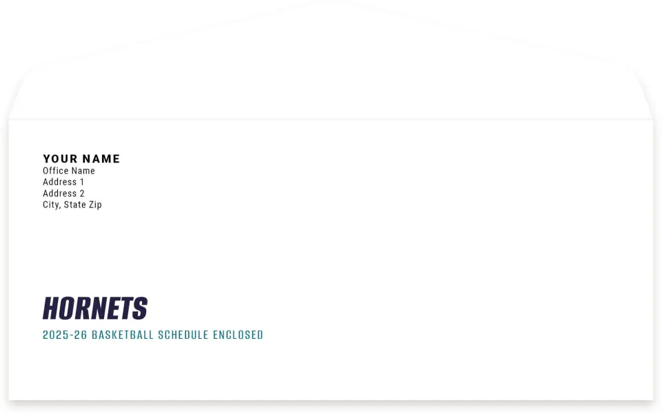 This is a 4.125" x 9½" Envelope Mailer called Charlotte Hornets printed in full color
