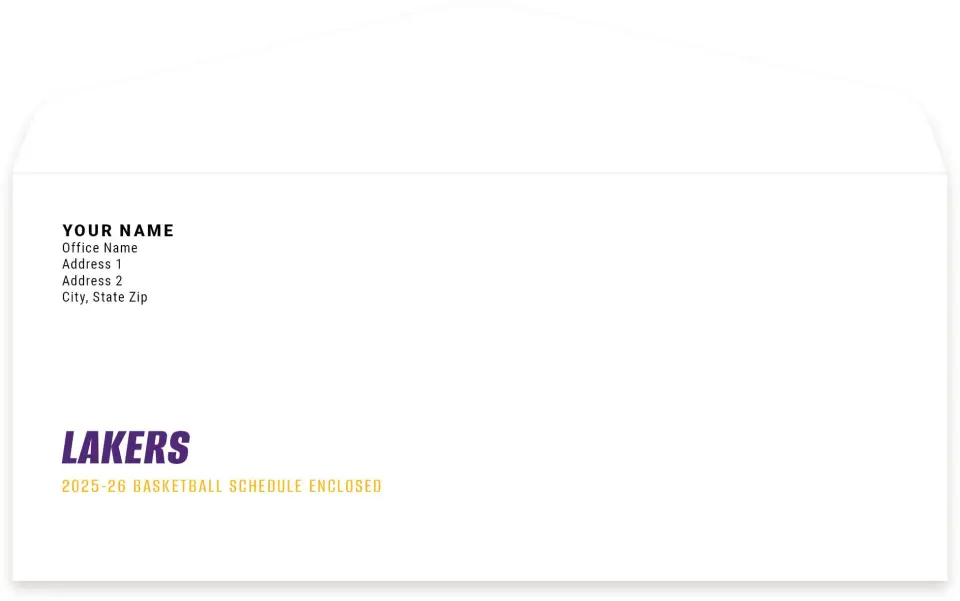 This is a 4.125" x 9½" Envelope Mailer called Los Angeles Lakers printed in full color