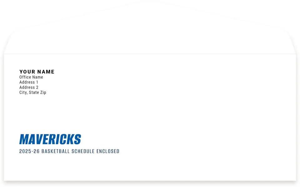 This is a 4.125" x 9½" Envelope Mailer called Dallas Mavericks printed in full color