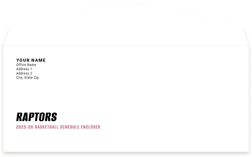 This is a 4.125" x 9½" Envelope Mailer called Toronto Raptors printed in full color
