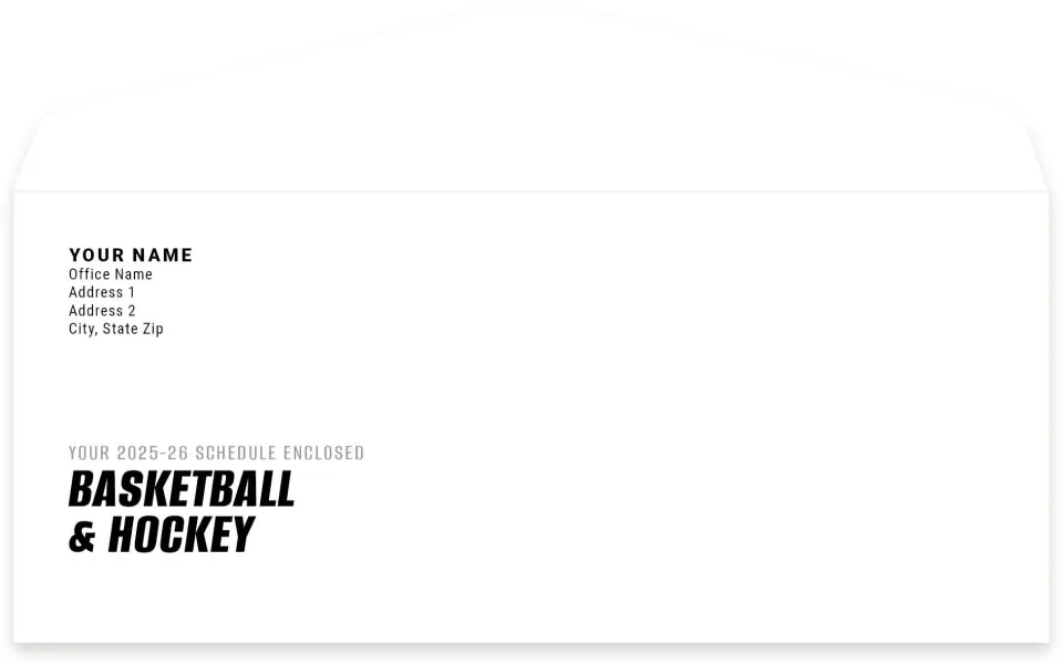 This is a 4.125" x 9½" Football Envelope called Mailing Service for Basketball/Hockey Envelopes printed in full color