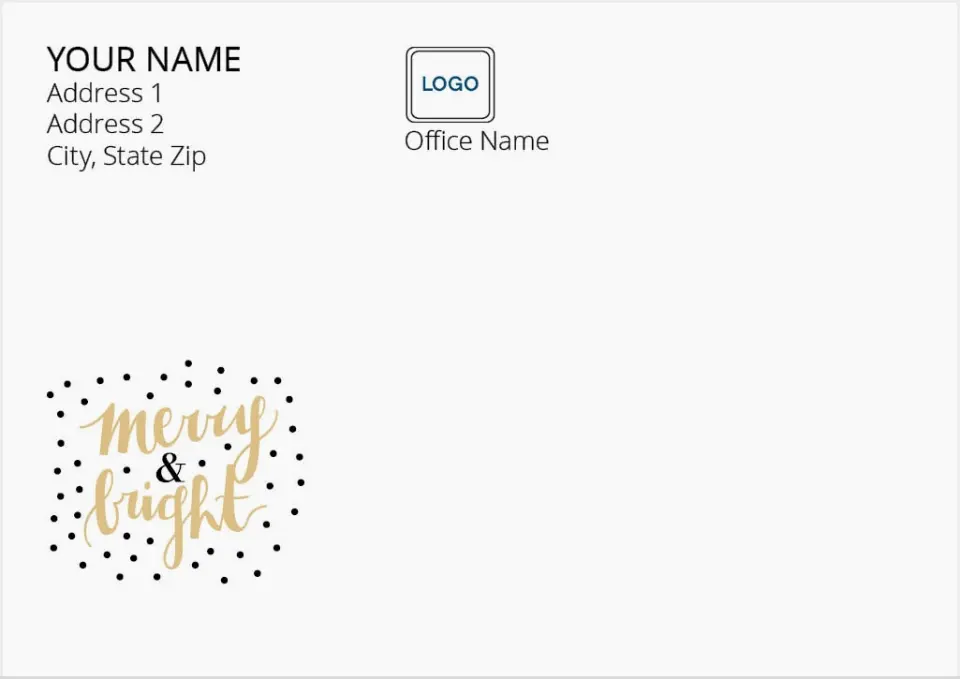 This is a 3.625 x 5.125 Return Address Printing & Design called Merry & Bright printed in full color
