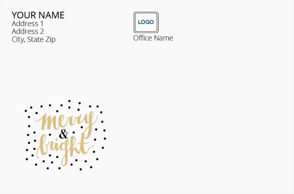 This is a 4.125 x 6.25 Return Address Printing & Design called Merry & Bright printed in full color