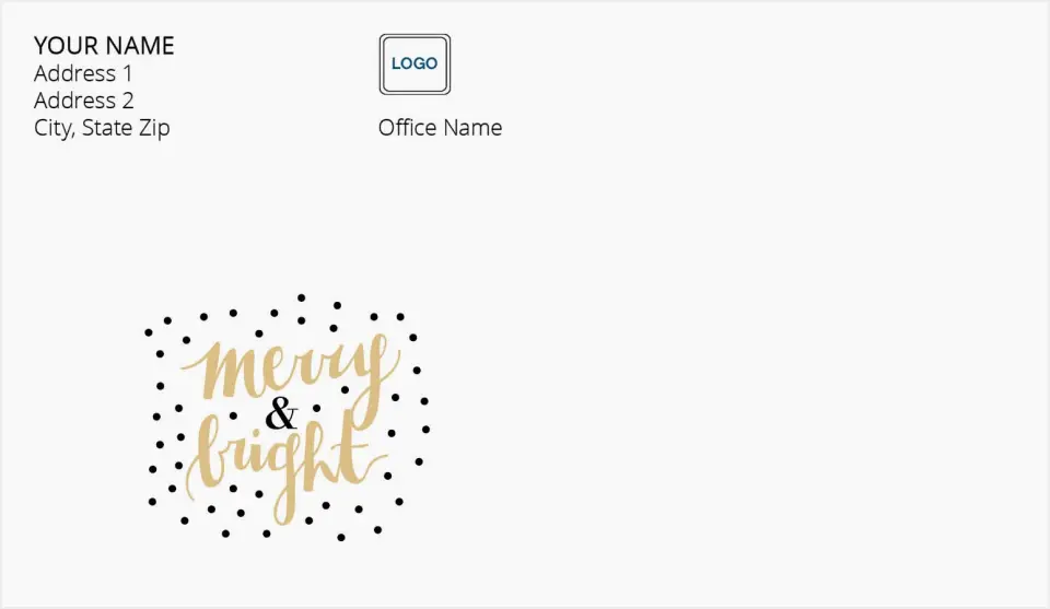 This is a 4.5 x 7.75 Return Address Printing & Design called Merry & Bright printed in full color