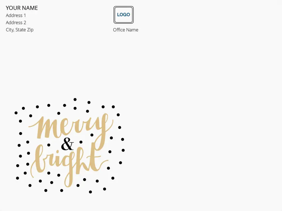 This is a 9 x 12 Return Address Printing & Design called Merry & Bright printed in full color