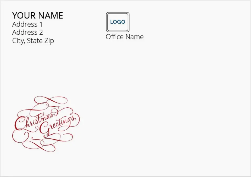 This is a 3.625 x 5.125 Return Address Printing & Design called Christmas Greetings printed in full color