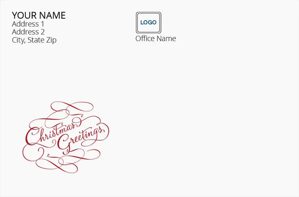 This is a 4.125 x 6.25 Return Address Printing & Design called Christmas Greetings printed in full color