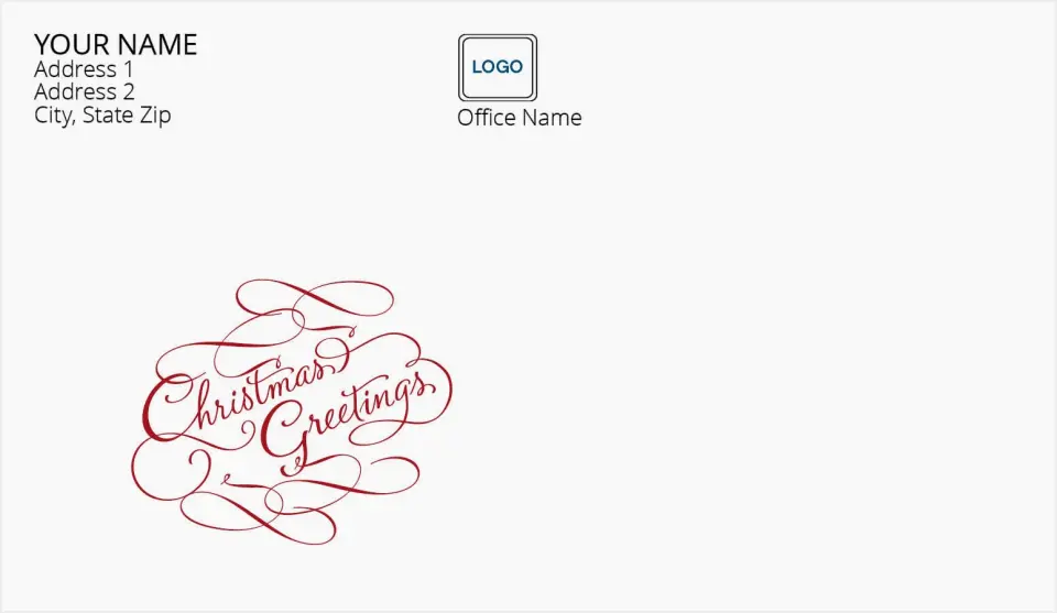 This is a 4.5 x 7.75 Return Address Printing & Design called Christmas Greetings printed in full color