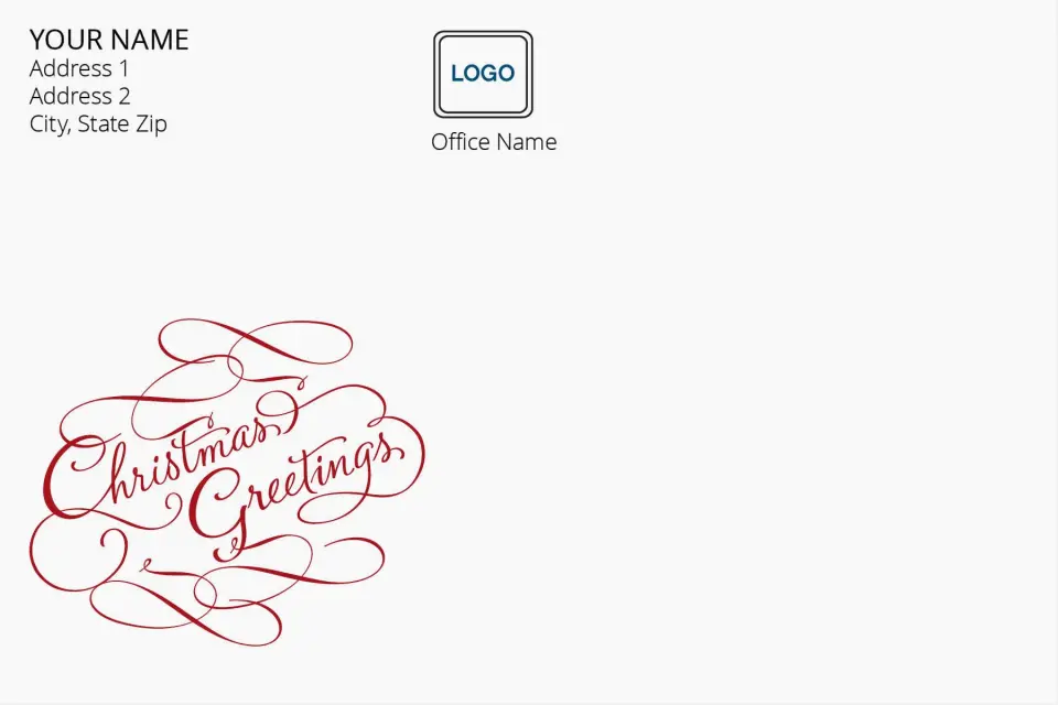 This is a 6 x 9 Return Address Printing & Design called Christmas Greetings printed in full color