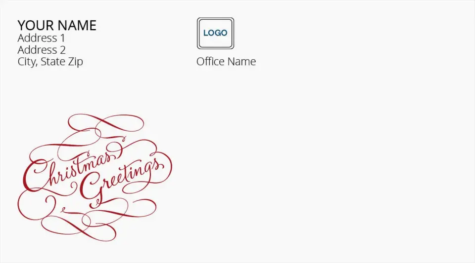 This is a 4" x 6¾" Return Address Printing & Design called Christmas Greetings printed in full color