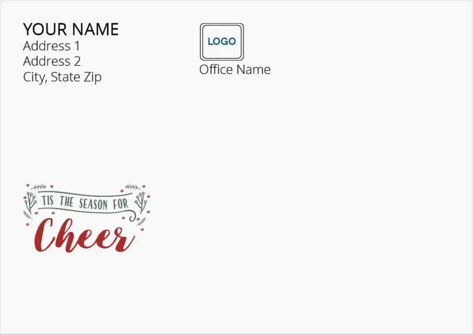 This is a 3.625 x 5.125 Return Address Printing & Design called Tis the Season for Cheer printed in full color