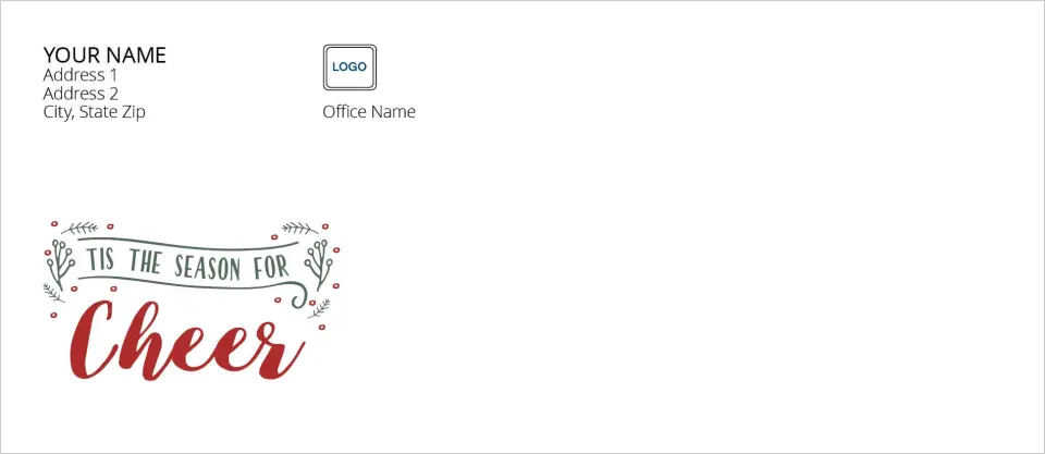 This is a 4.125 x 9.5 Return Address Printing & Design called Tis the Season for Cheer printed in full color