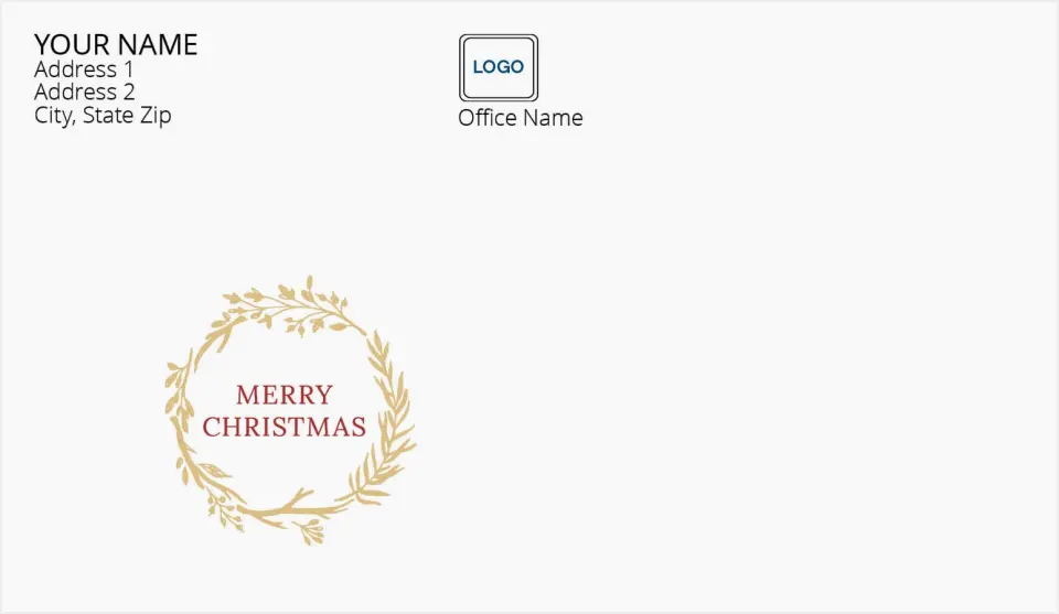 This is a 4.5 x 7.75 Return Address Printing & Design called Merry Christmas printed in full color