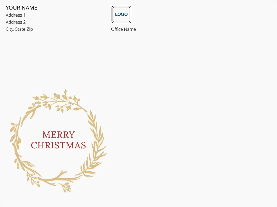 This is a 9 x 12 Return Address Printing & Design called Merry Christmas printed in full color