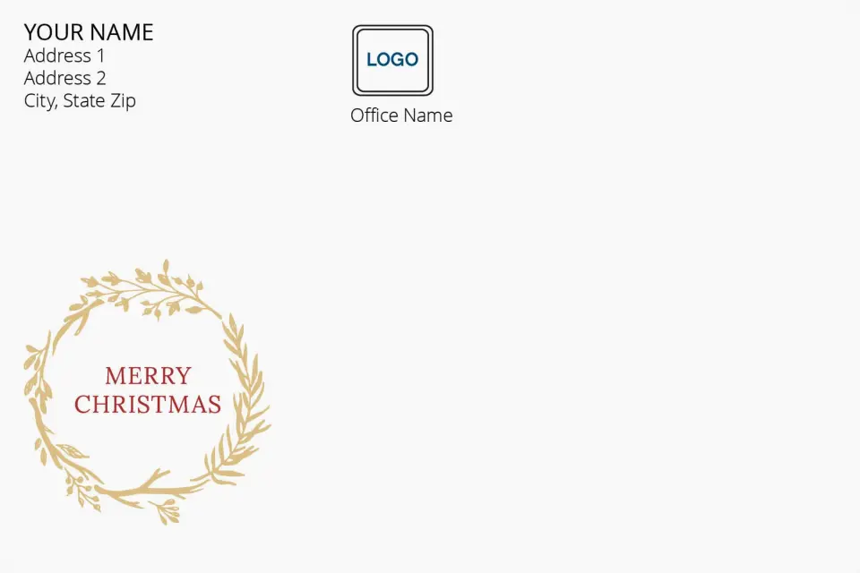 This is a 6 x 9 Return Address Printing & Design called Merry Christmas printed in full color