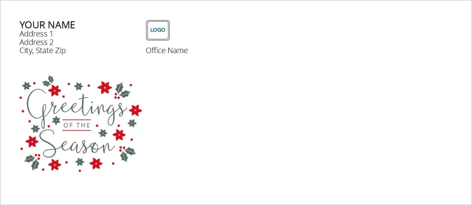 This is a 4.125 x 9.5 Return Address Printing & Design called Greetings of the Season printed in full color