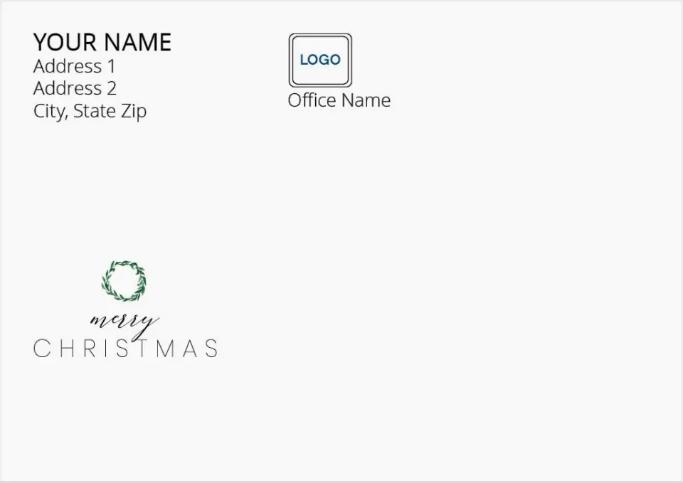 This is a 3.625 x 5.125 Return Address Printing & Design called Merry Christmas Wreath printed in full color