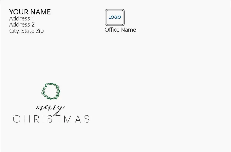 This is a 4.125 x 6.25 Return Address Printing & Design called Merry Christmas Wreath printed in full color