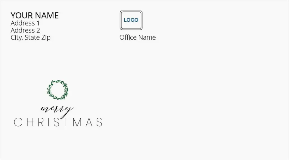 This is a 4" x 6¾" Return Address Printing & Design called Merry Christmas Wreath printed in full color