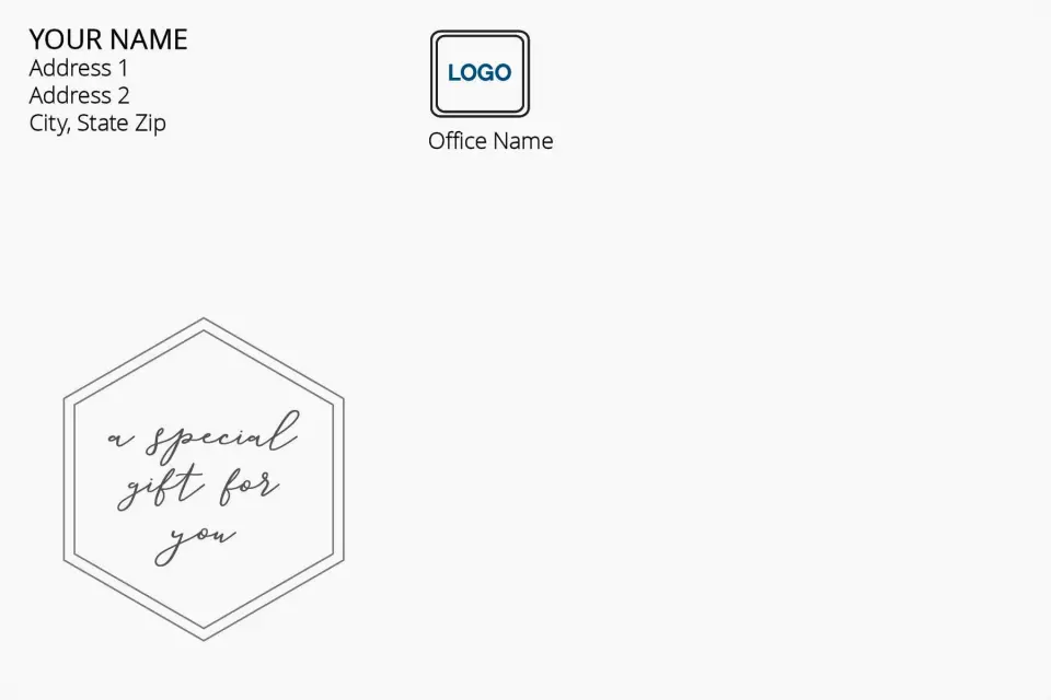 This is a 6 x 9 Return Address Printing & Design called A Special Gift for You printed in full color