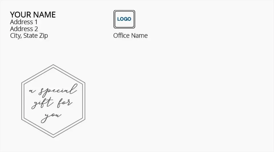 This is a 4" x 6¾" Return Address Printing & Design called A Special Gift for You printed in full color