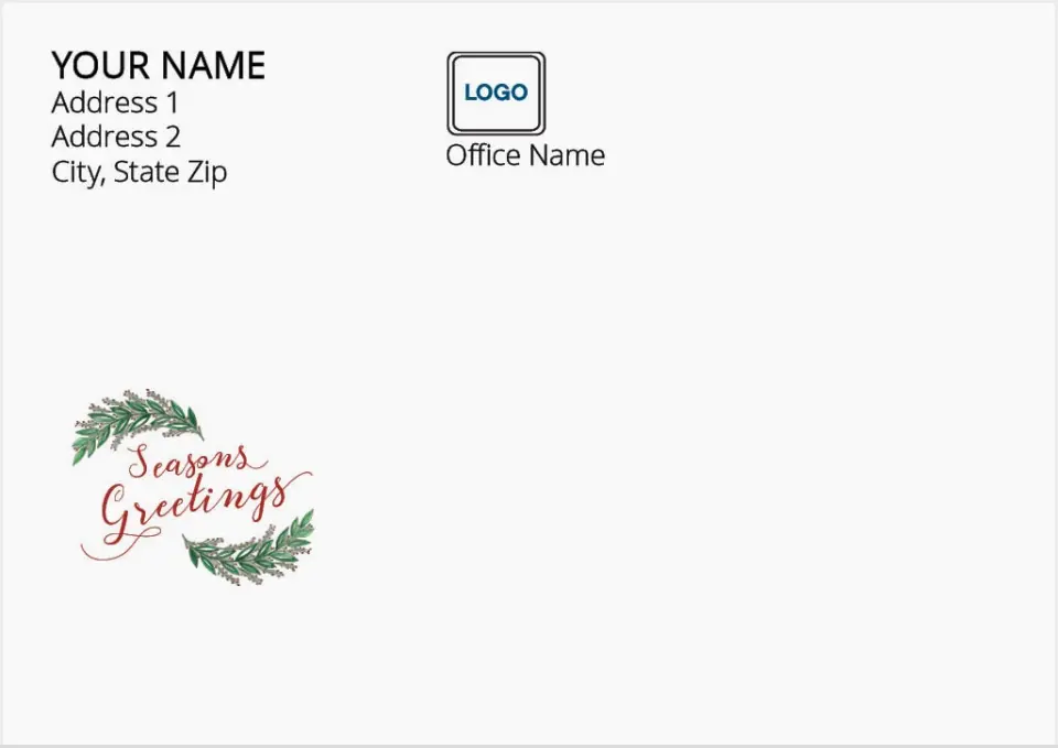 This is a 3.625 x 5.125 Return Address Printing & Design called Seasons Greetings printed in full color