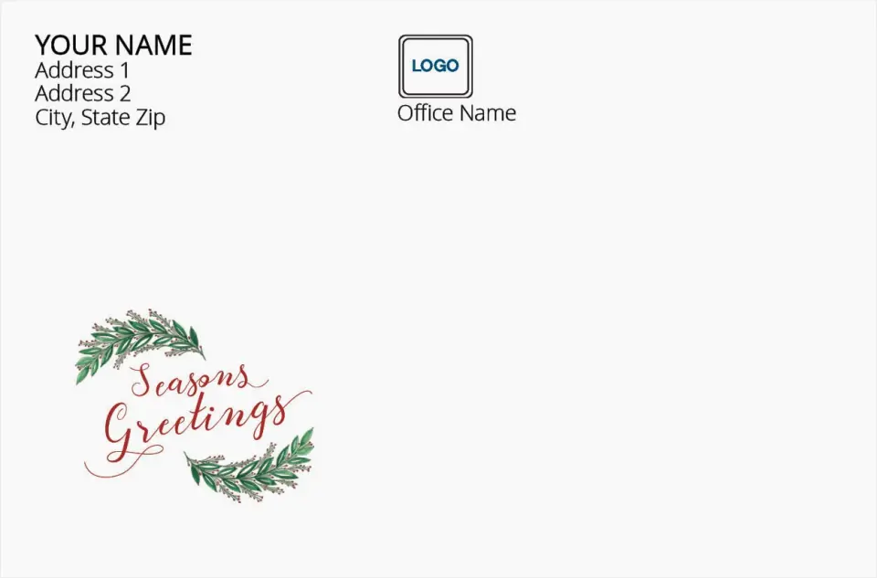 This is a 4.125 x 6.25 Return Address Printing & Design called Seasons Greetings printed in full color
