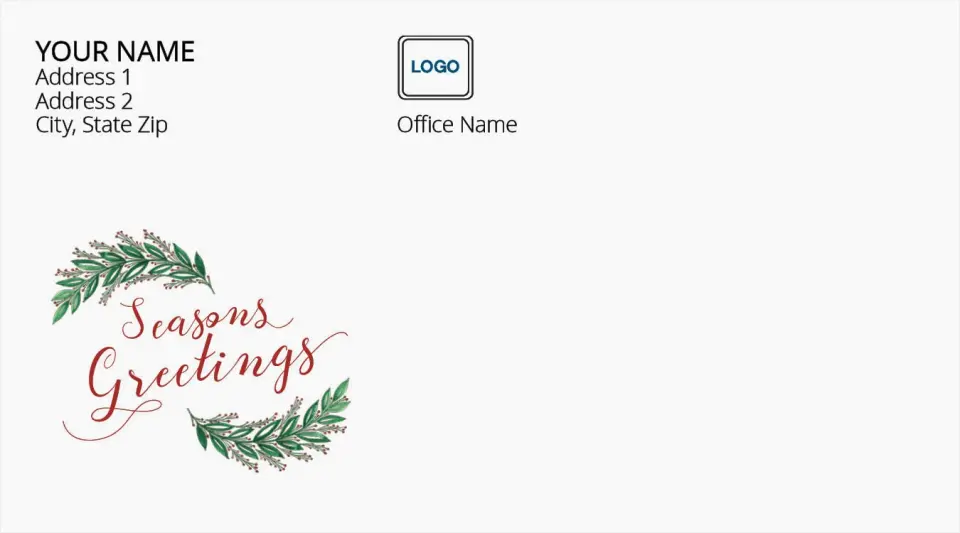 This is a 4" x 6¾" Return Address Printing & Design called Seasons Greetings printed in full color