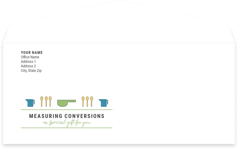 This is a 4.125 x 9.5 Baseball Envelope called Measuring Conversions printed in full color