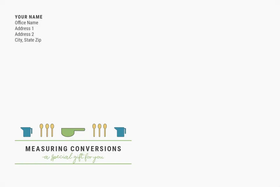 This is a 6 x 9 Baseball Envelope called Measuring Conversions printed in full color