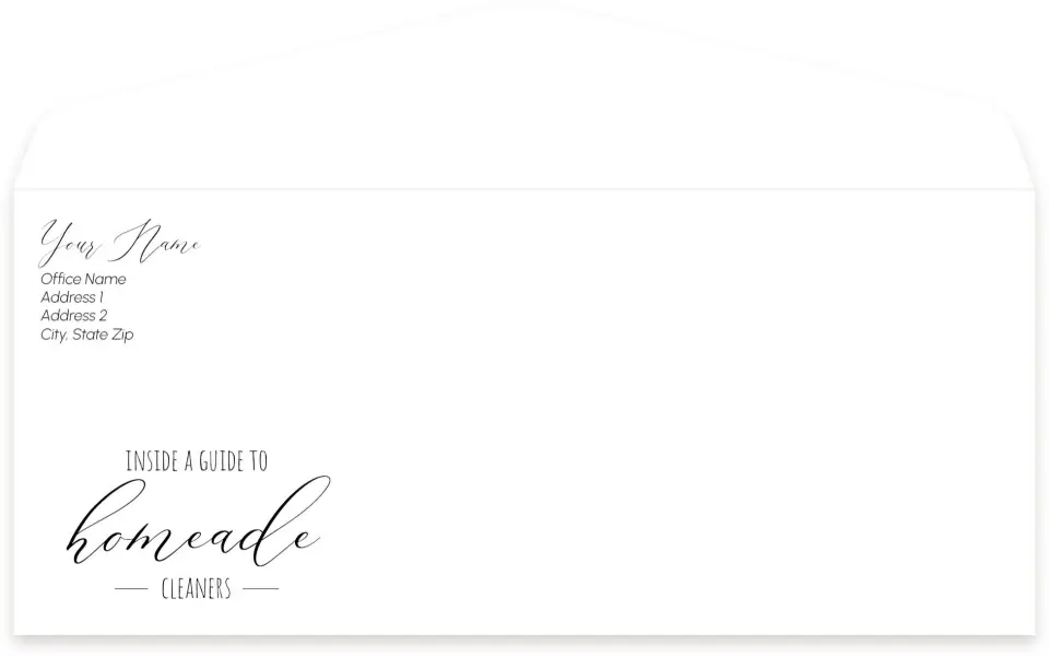 This is a 4.125 x 9.5 Baseball Envelope called Homemade Cleaning Recipes printed in full color